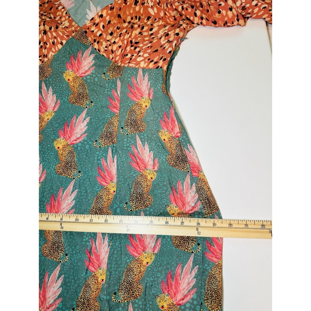 Never Fully Dressed Colorful Cheetah Long Sleeve Midi Modest Dress US 6 - Picture 15 of 16